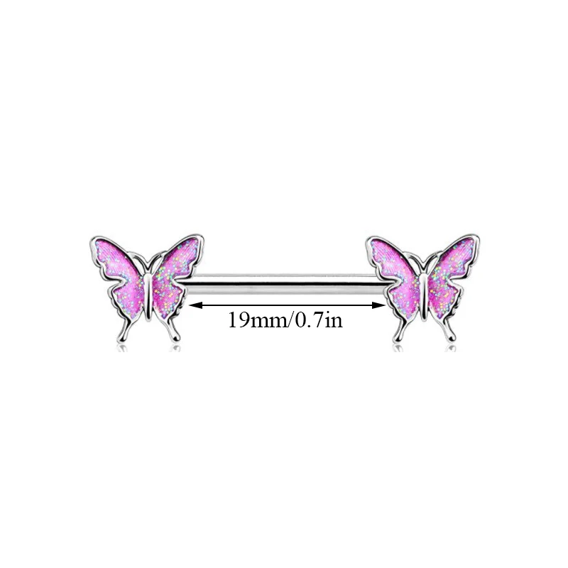 

Sexy Butterfly Nipple Piercing Ring Stainless Steel Crystal Nipple Barbell Set Charming Piercing Nipple Piercing Body Jewelry