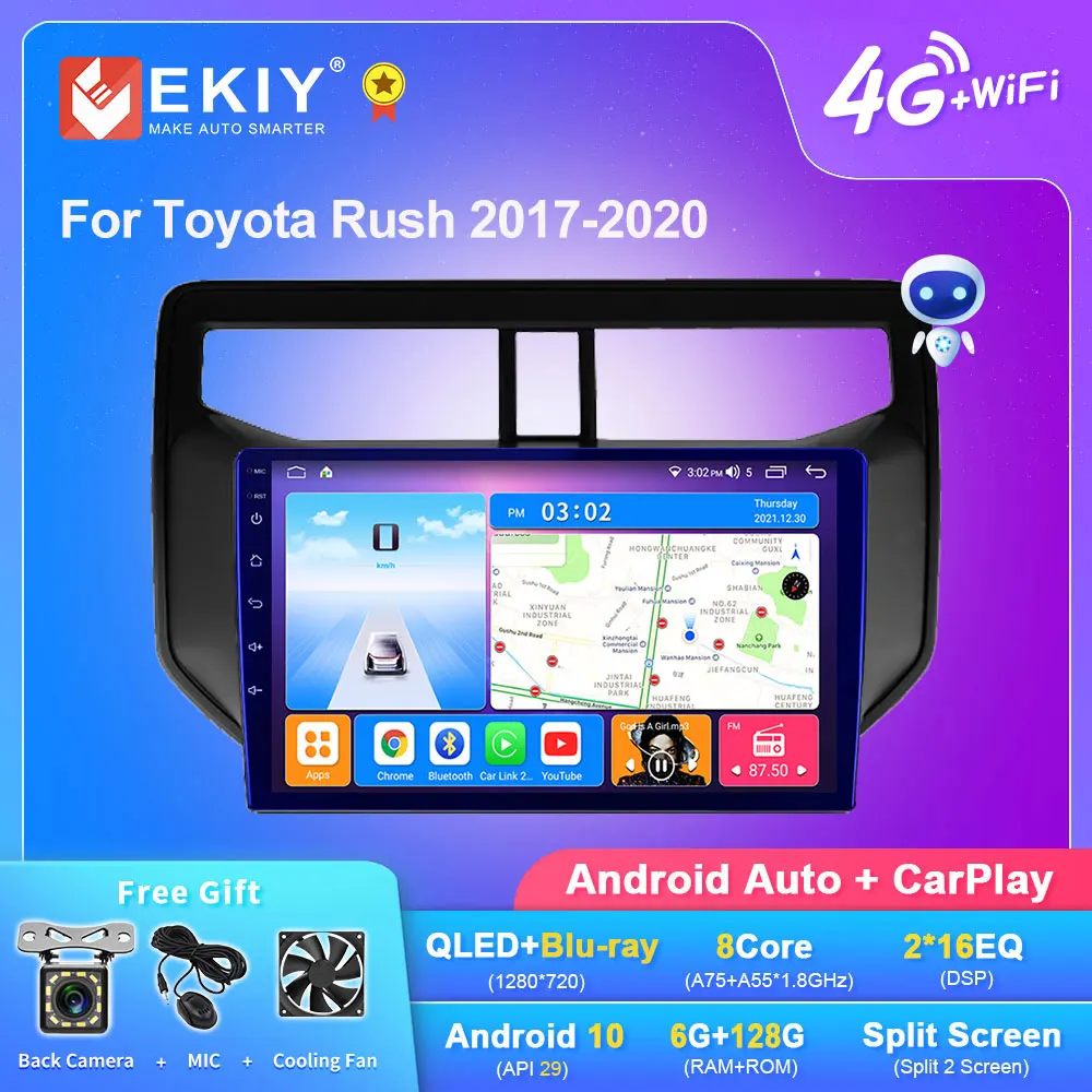 EKIY T7 QLED DSP Android авто радио для Toyota Rush 2017-2020 мультимедийный плеер 2din DVD BT GPS Navi головное устройство все в одном HU