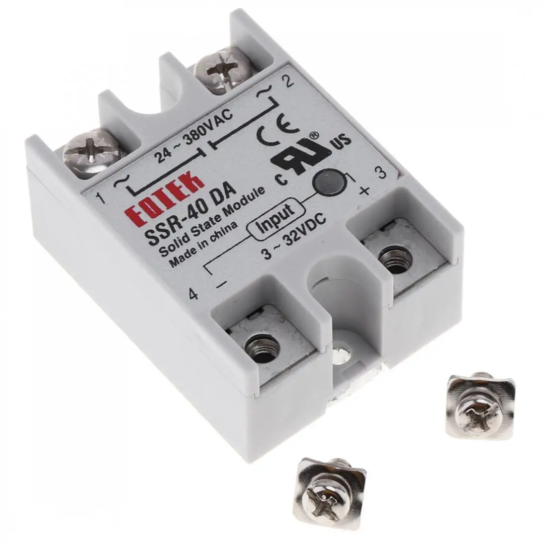 

1pcs Gray Durable SSR-40DA Remote-control Machinery Fire Protection System Solid State Relay Module 3-32V DC To 24V-380V AC 40A