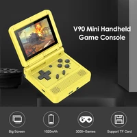 powkiddy v90 3 inch ips screen flip handheld console dual open system game console 16 simulators retro ps1 kids gift 3d new game
