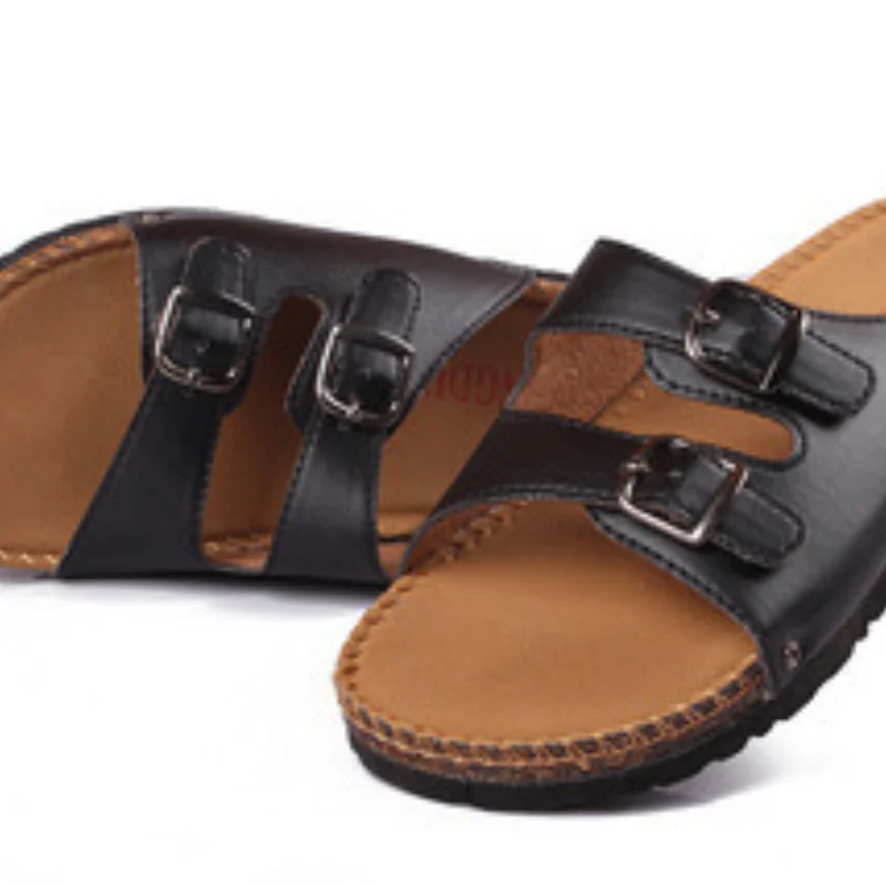 Мужские Нескользящие пробковые шлепанцы удобные сандалии на плоской подошве