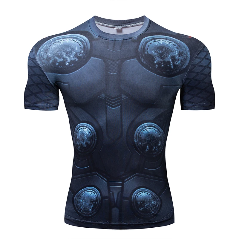 

2021 Summer New Men's 3d Anime Printing Short Sleeve T Shirt Slim Compression Running Fitness Sports Jerseys Breathable