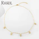 Ожерелье с кулоном RAKOL с фианитами в виде капли воды для женщин, аксессуары для вечернего ужина, платья, ювелирные изделия в подарок девушке на день рождения RK169N