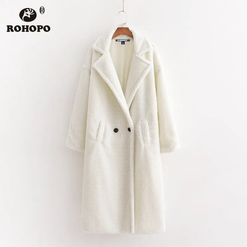 ROHOPO зимнее флисовое теплое пальто воротник с лацканами v-образный вырез боковые