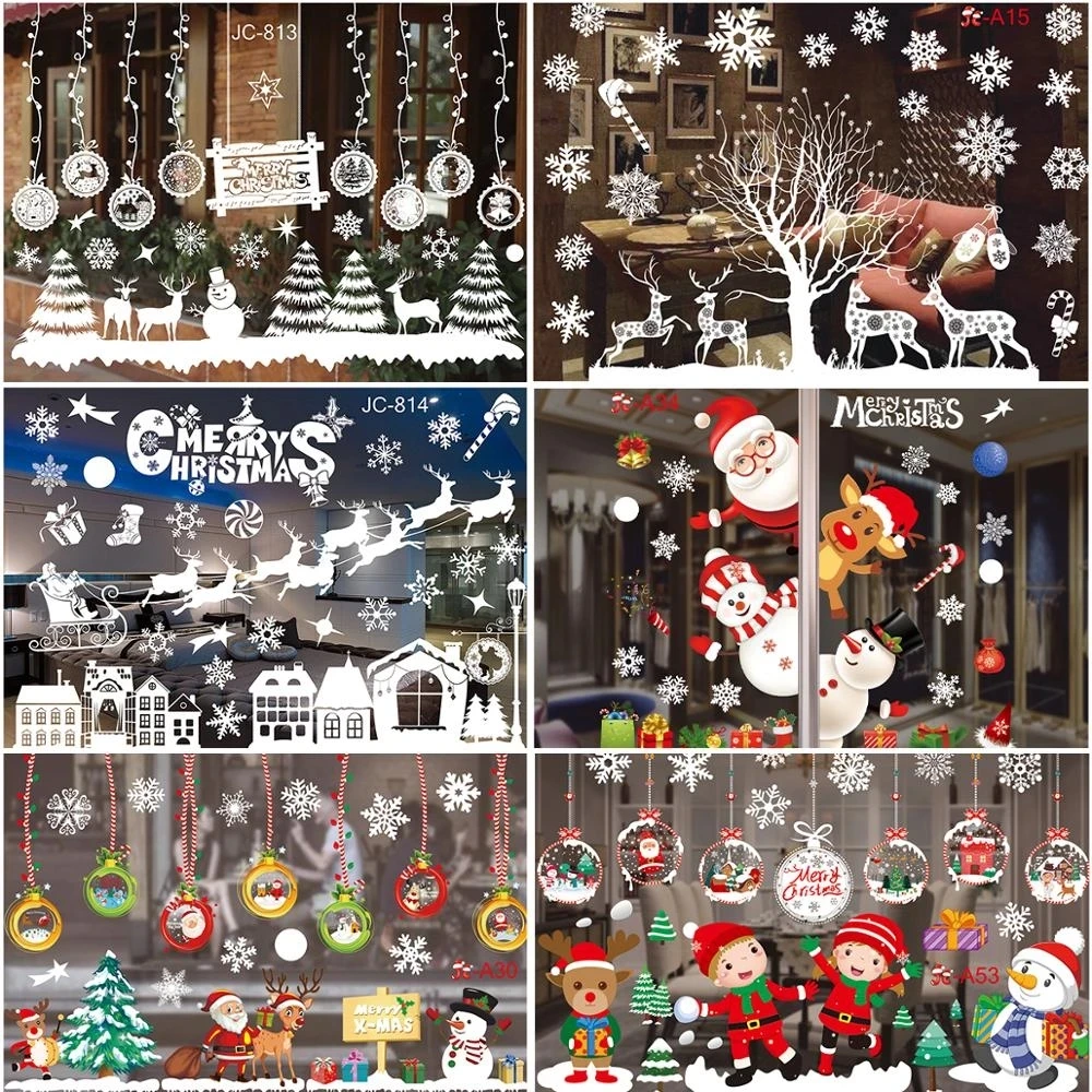 

Christmas Window Stickers Merry Christmas Decorations For Home 2023 Christmas Wall Sticker Kids Wall Decals Happy New Year 2024