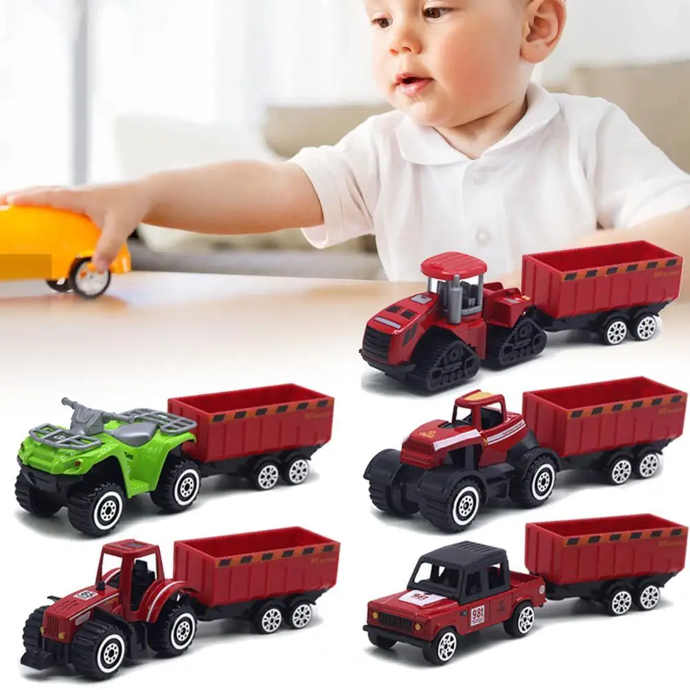 

10Pcs/Set High Simulated Vehicle Model Glide Function 1/60 Scale Construction Farm Tractor Vehicle Model Toy Kit for Children