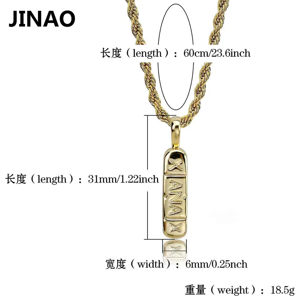 JINAO хип-хоп позолоченное Латунное ожерелье с подвеской Xanax Pill для мужчин и женщин, трендовые ювелирные изделия с тремя цепочками