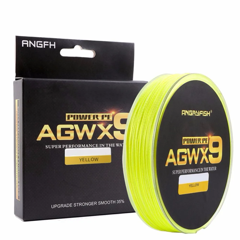 ANGRYFISH леска Diominate X9 PE леска 9 нитей плетеная 300 м/327yds супер сильная леска 15LB-100LB желтая