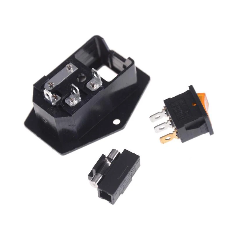 Free Shipping 1pcs Hot 10A 250V Inlet Module Plug Fuse Switch Male Power Socket 3 Pin/4pin IEC320 C14 New | Обустройство дома