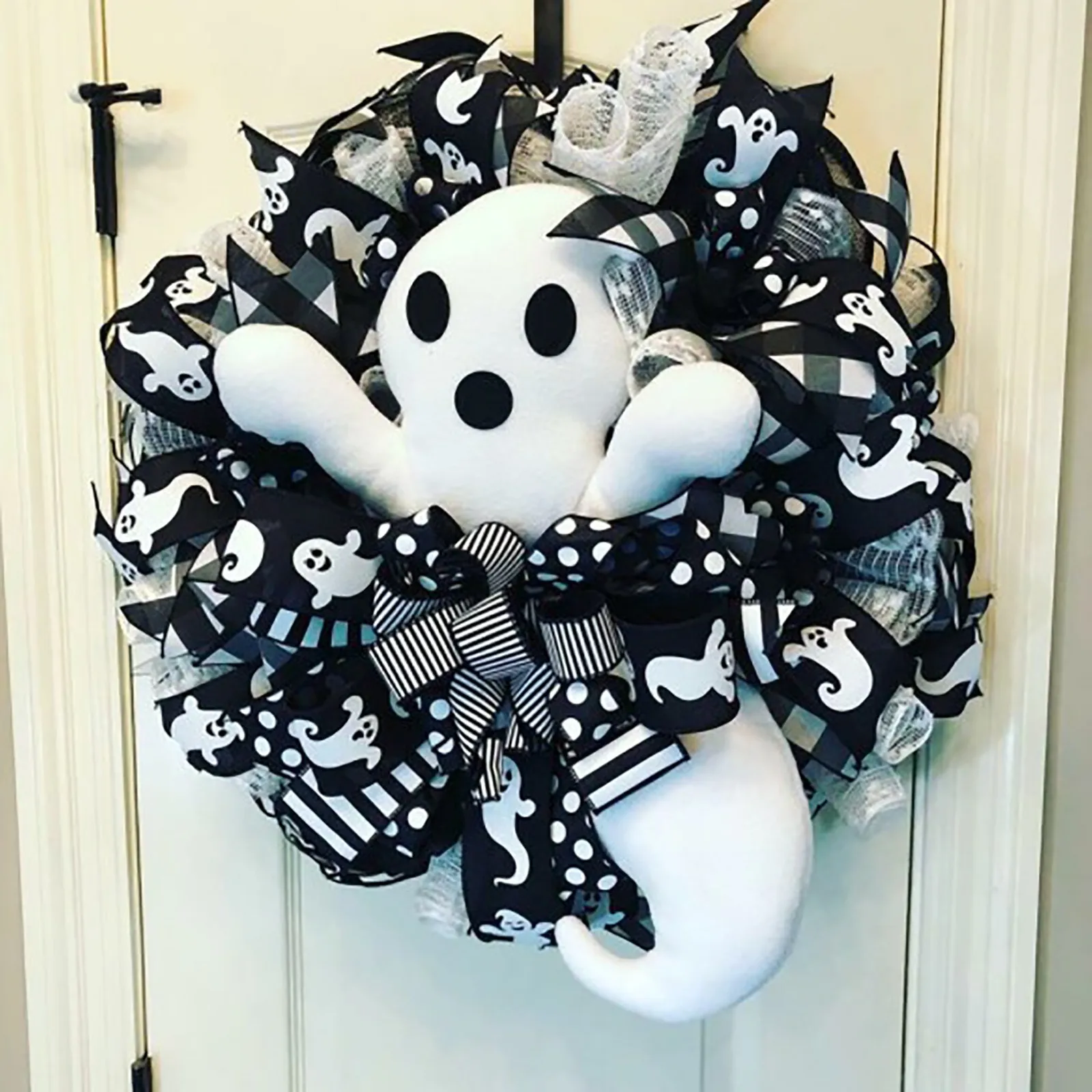 

Halloween Wreath Door Hanging Decoration Halloween Ghost Wreath Pumpkin Door Wreath Happy Halloween Party Home Party Supplies