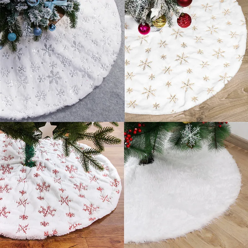 

White Christmas tree skirt artificial plush fur Merry Christmas tree decoration carpet New Year home navidad decorations