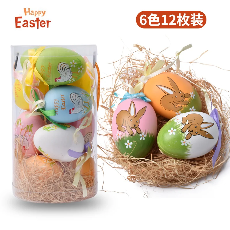 

Easter decoration pendant 12 tube painted egg pendant spring decoration