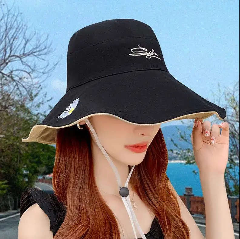 Hat summer sunscreen female Korean student sun shade cover face anti-ultraviolet fisherman hat ins new wild |