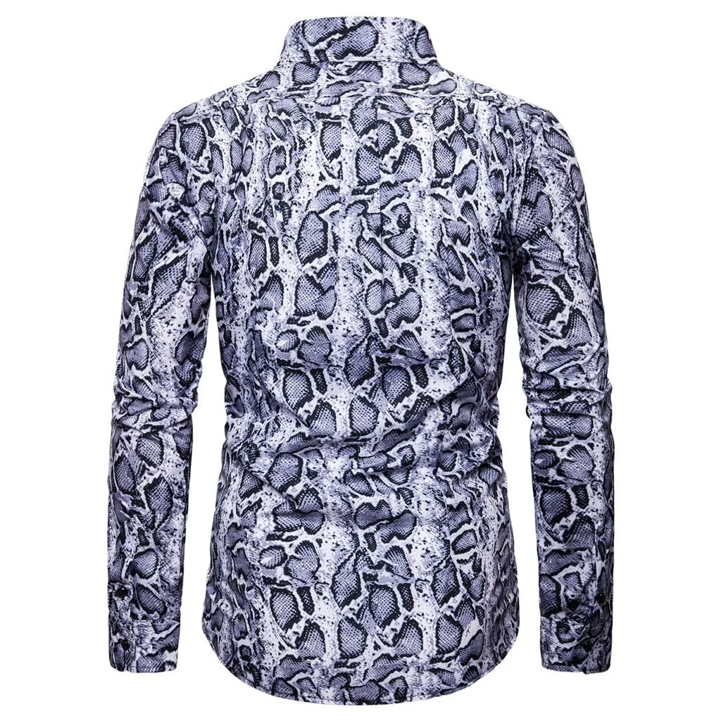 SAGACE сексуальная модная мужская рубашка с длинным рукавом и леопардовым принтом