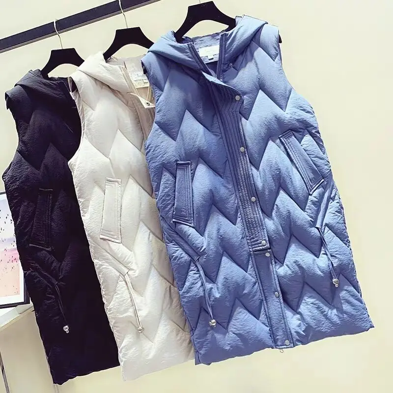 Теплый зимний жилет новый пуховый хлопковый большого размера Женский Длинный