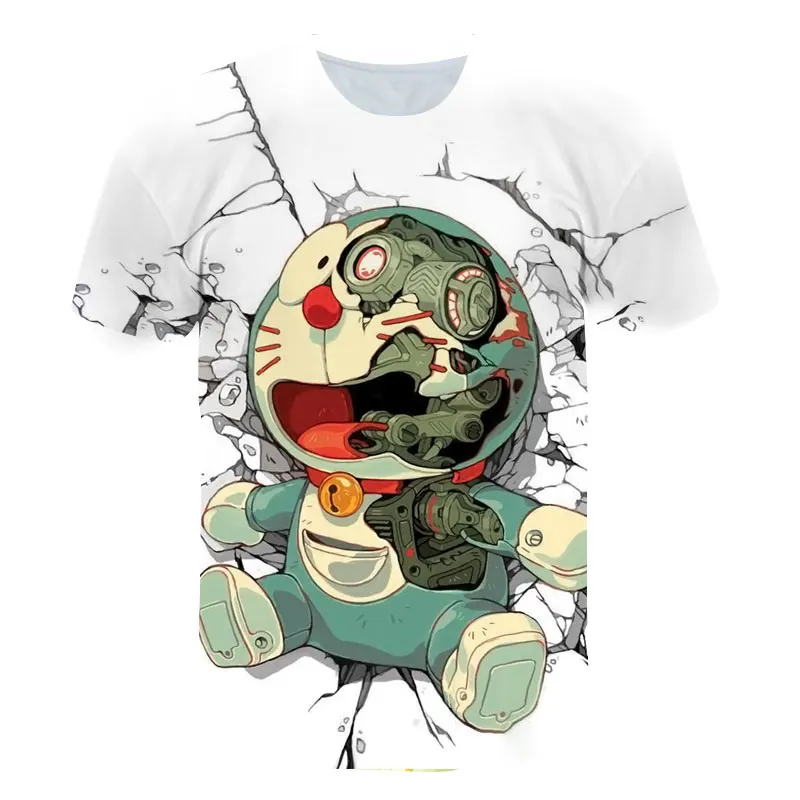 

New Cartoons Anime Doraemon Boy/Girl Comfortable Oversized T-Shirt Casual Fashion Short Sleeve O-Neck T-Shirts Kawaii Baby Tee