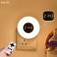 3 color time clock wall lamp dimmable remote control led night light for baby child gift eu us plug corridor porch wall lights