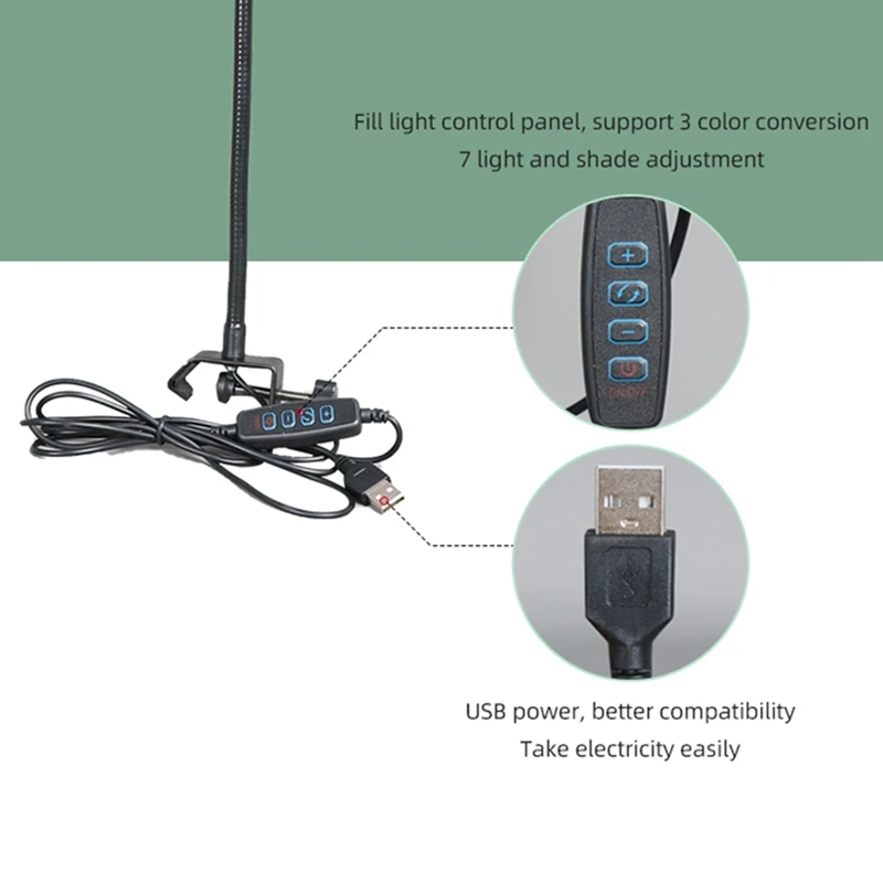 

NB-35S Microphone Stand Kit with LED Ring Light Scissor Arm Stands for Computer Laptop PC Karaoke Studio Recording