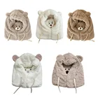 Зимняя ветрозащитная симпатичная флисовая шапка для взрослых с защитой ушей из мультфильма, мягкая утолщенная термозащитная цельнокроеная Шапка-бини, Балаклава для лица