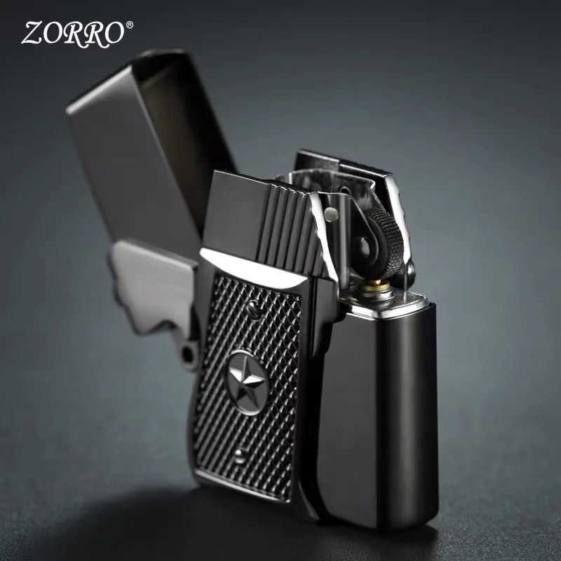 

Original Zorro Copper Kerosene Lighter Grinding Wheel Flint Lighter Retro Free Fire Windproof Gasoline Lighter Collectible Gift