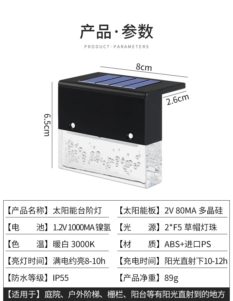 

New RGB solar lamp led step fence lamp courtyard decoration lamp outdoor garden park colorful lighting
