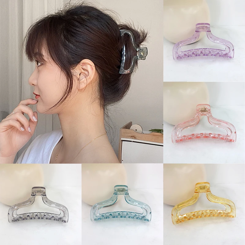 Transparent Hair Claw Resin Crab Geometric Hollow Claws Clamps Clip Large Size Women Accessories Hairpin |
