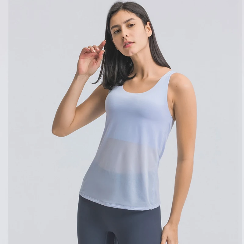 

See Through Yoga Crop Tank Top Women'S Sports Top For Fitness Mesh Patchwork Push Up Criss Cross Vests Sportswear Gym Clothings