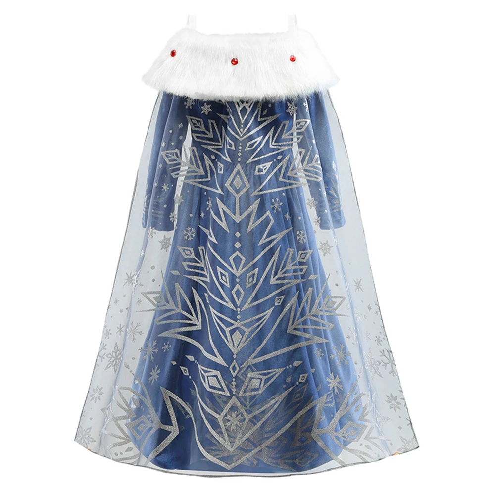 Зимнее нарядное платье Эльзы с длинными рукавами вельветовые платья для девочек
