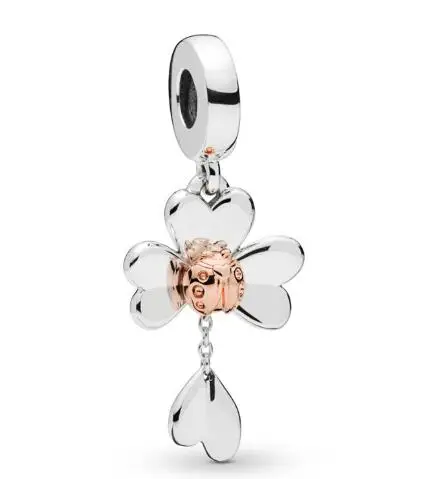 

Шарм-бусина из серебра 925 пробы, с розой и лежницей