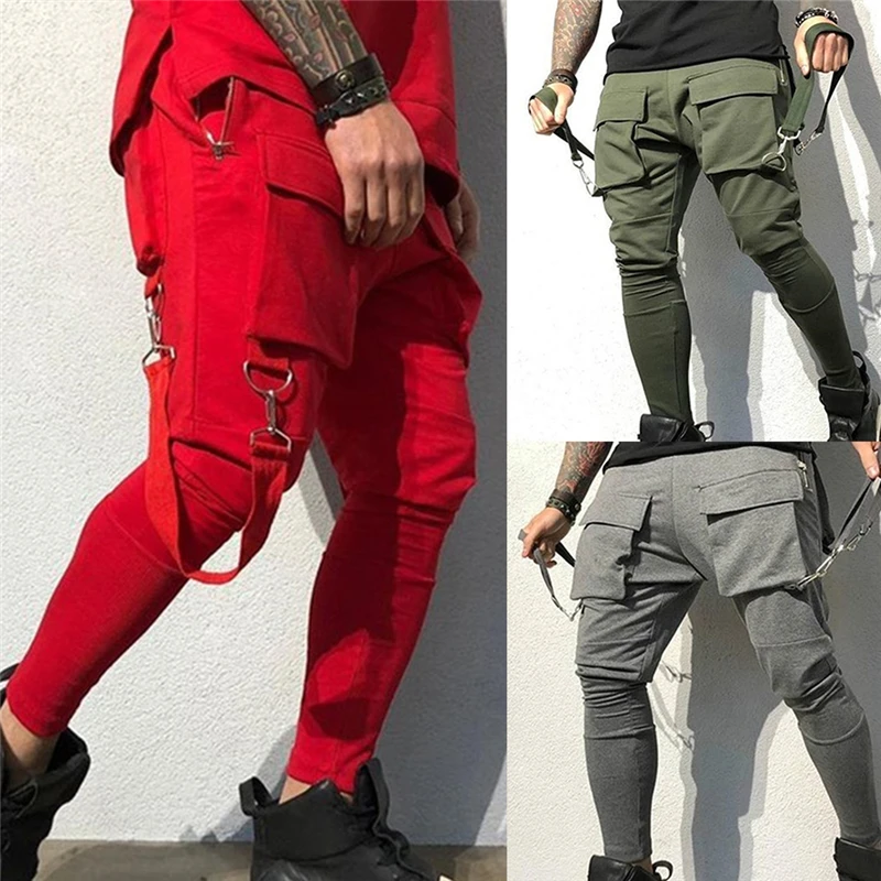 

2021 Men Streetwear Pants Black Harem Pants Light Men Punk Pants Ribbons Casual Slim Jogger Pants Men Hip Hop Trousers