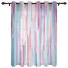 Занавески с радужными полосками для гостиной, кабинета, молодежной спальни, кухни, уличные окна из хлопка и льна на заказ