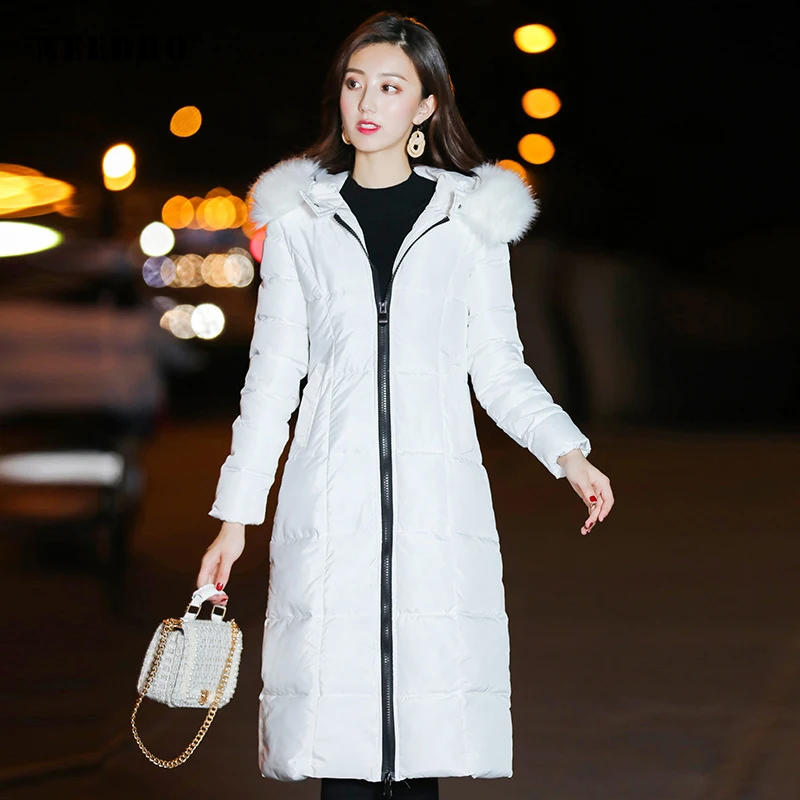NEEDBO Winter Jacket Women Coat Long Parka fur Hooded Parka Winter Coat Women Oversized Puffer Jacket Casaco Warm Womens Jacket