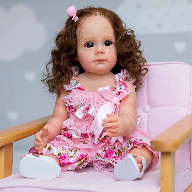 

55CM Full Body Silicone Reborn Toddler Girl Princess Maggi Hand-detailed Painting Reborn Baby Girl Waterproof Toy for Girls