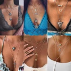 Богемный 3D кулон в виде пальмы Луны солнца многослойное ожерелье золотого и серебряного цвета ретро геометрический кулон ожерелье очаровательные украшения для женщин