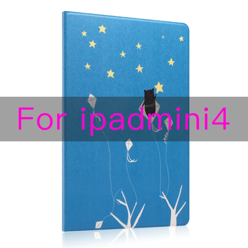 mini4-Starry sky Чехол для ipad mini 1/2/3/4, жесткая задняя крышка с откидной крышкой, смарт-чехол с подставкой, чехол из искусственной кожи с милым рисунком для девочек, чехол с цветочным принтом, funda - Цвет: mini4-Starry sky