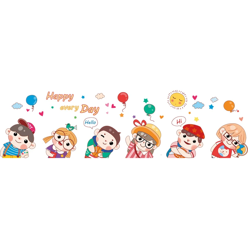 

Cartoons Kindergarten Wall Stickers for Kids Room Living Room Bedroom Decoration Nursery Vinyl Art Wall Decals Home Decor
