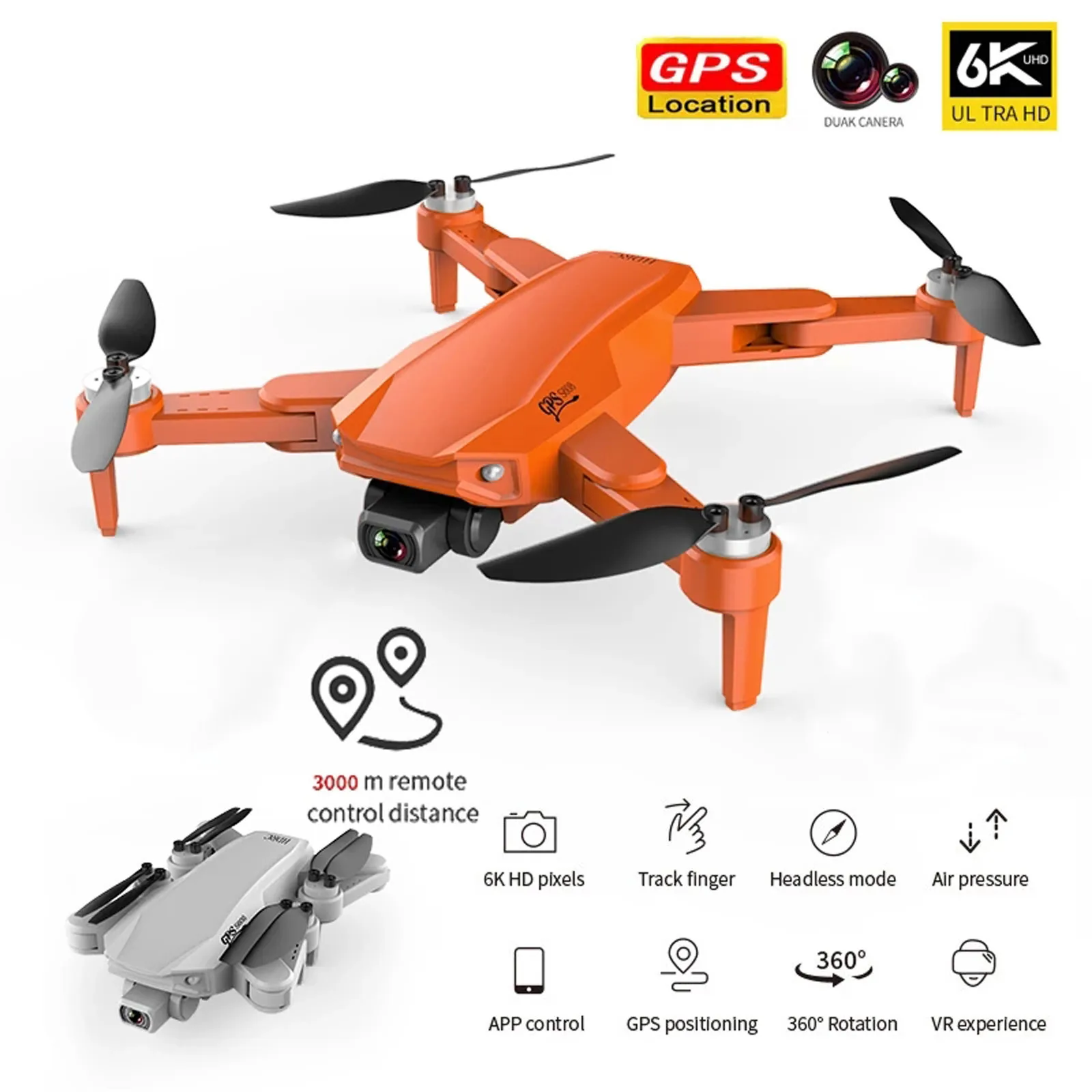 Дрон S608 2 камеры 6k Hd Gps Wifi Fpv складной дистанционное управление | Игрушки и хобби