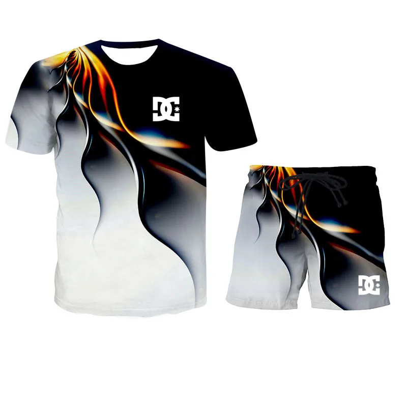 

2021 summer sportswear men's suit fitness clothing short-sleeved T-shirt shorts new fashion two-piece breathable shorts suit O-n