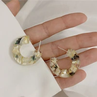 origin summer unique design c shape flower hoop earrings for women girl exaggeration resin plant wedding earrings jewellery