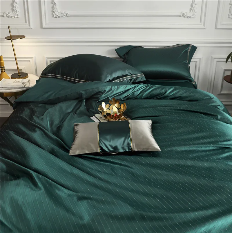 

Blackish green jacquabedlinen Bedding Set King Queen Size Bed Linen 1000TC egyptian Cotton Duvet Cover Bed Sheet Set Pillowcases
