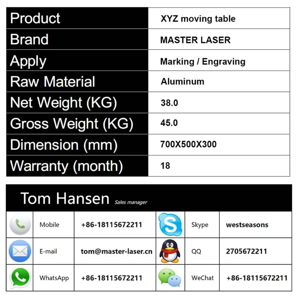 Основной лазерный раздельный 3 осевой передвижной стол для лазерной гравировки