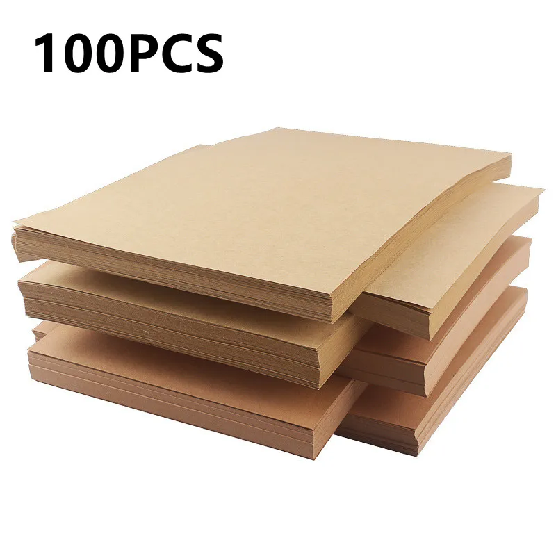 

100Pcs A4 Brown Kraft Paper Gift and Flower Wrapping Paper Diy Hand Painted Graffiti Printing Envelope Paper Art Craft Materials