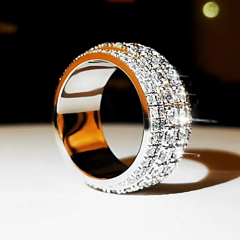 

Moissanite Ring Men's Platinum Diamond Ring European and American Shining Luxury Starry Running Finger luxury jewelry