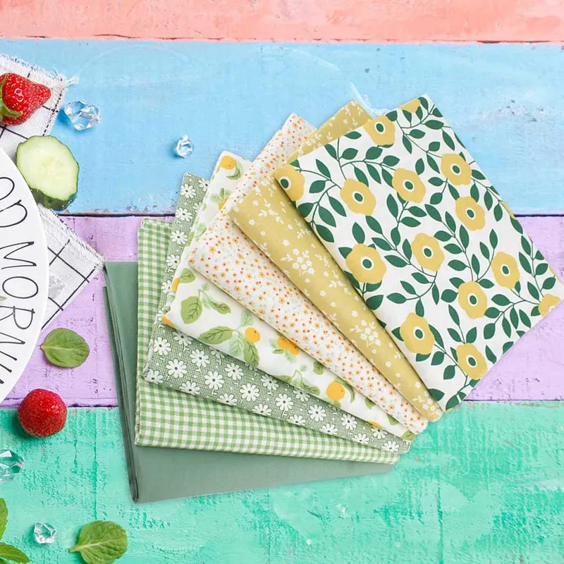 

7pcs/set Floral Twill Cotton Printed Cloth For Dress/Tablecloth/ Curtai/Puppet Fabric/DIY Handmade Material 25*25cm