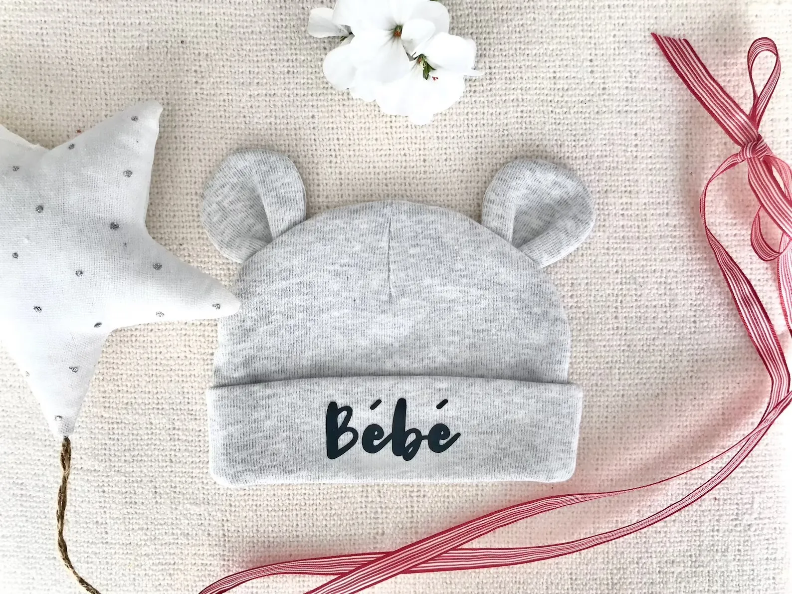 Personalized Baby Name Hat with Name Custom Newborn Nursery Beanie Bonnet Personnalisé nom bébé nouveau-né Cadeau de naissance