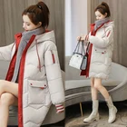 Женская зимняя длинная куртка TingYiLi, бежевая, фиолетовая, красная, зеленая, желтая, черная теплая парка с капюшоном, женские куртки