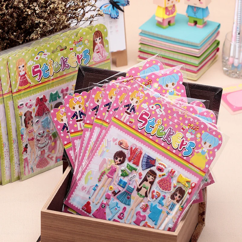 2 шт. милая Одежда для девочек с объемным рисунком наклейки на платье Обучающие