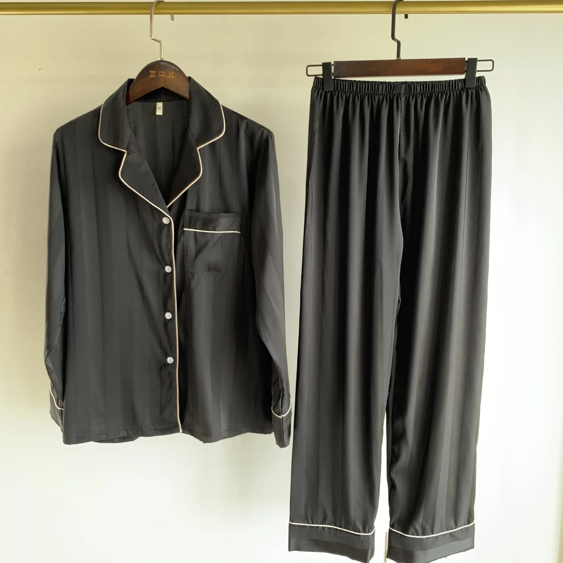 Женский пижамный комплект с кружевом атласная пижама из топа и штанов шелковая