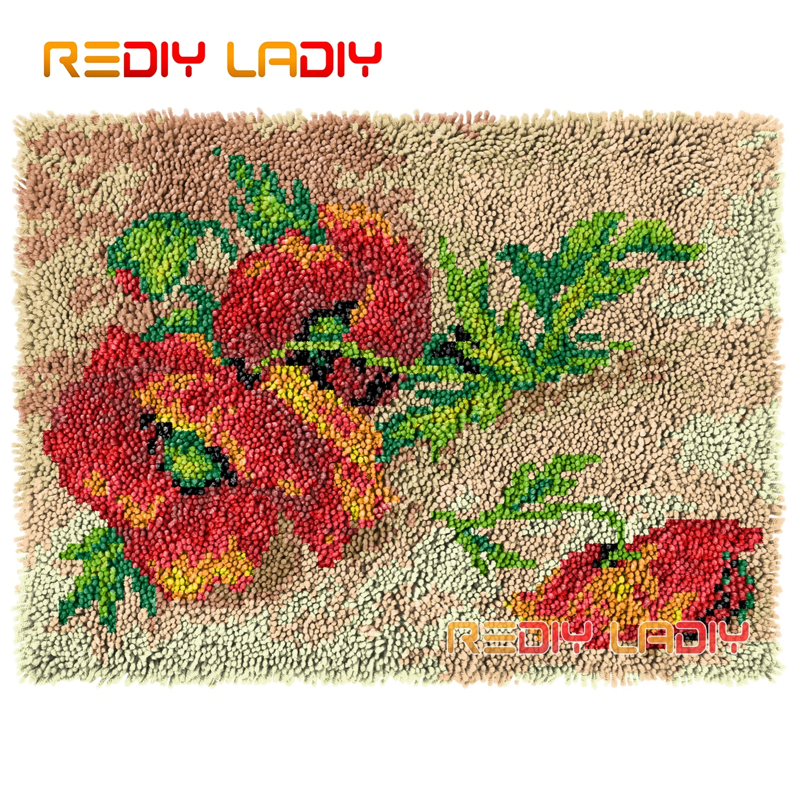 

Ковер с защелкой, Красные маки, для вязания крючком на стену, наборы гобеленов, «сделай сам», ковер, толстая пряжа, рукоделие, вязаный напольн...