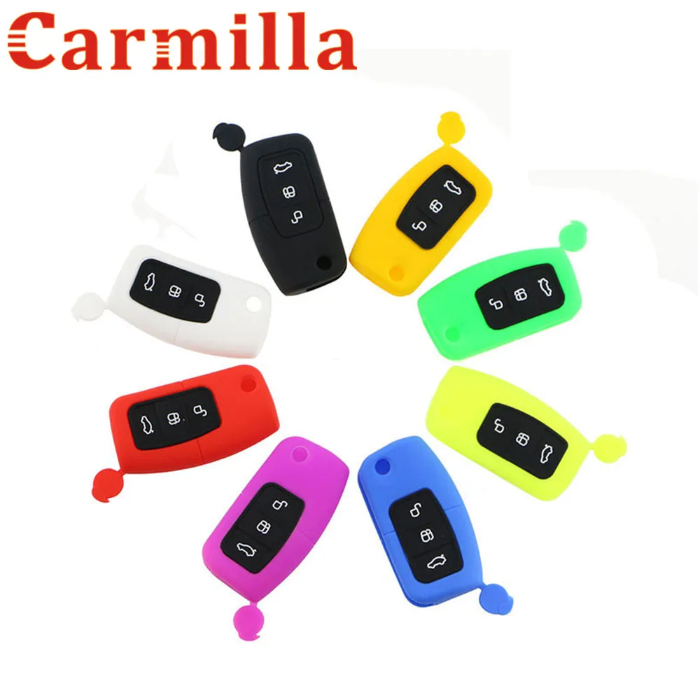 Автомобильный силиконовый чехол Carmilla защитный со сложенным ключом для Ford Fiesta MK7